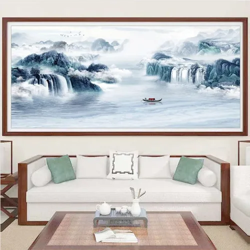 Vista 4 de Instarry Kits de pintura de diamantes 5D para adultos, taladro completo, estilo chino, pintura de paisaje, punto de cruz, decoración de pared
