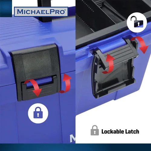 Vista 4 de MichaelPro MP014035 Caja de herramientas de 17 pulgadas Bandeja interior extraíble Estuche de transporte para tornillos, pernos, tuercas