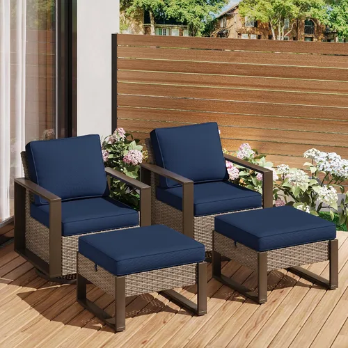Vista 24 de Sofá de Mimbre Metálico para Patio de 75", Sofá Sillón de Ratán para Exteriores de 3 Asientos para Todo Tipo de Clima con Cojines Premium