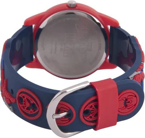 Vista 2 de Marvel Spider-Man - Reloj analógico de cuarzo 3D para niños, Azul Patchwork, Movimiento de cuarzo