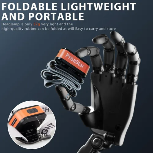 Vista 5 de Faro recargable 2 unidades, luces de cabeza superbrillantes para la frente, 5 modos de luz de cabeza impermeable con sensor de movimiento, linterna