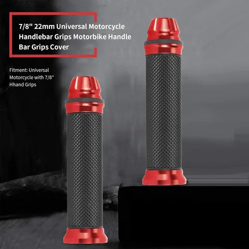 Vista 5 de Agarraderas universales para manillar de motocicleta CNC de goma de aluminio para mango de bicicleta de 7/8 pulgadas (rojo)