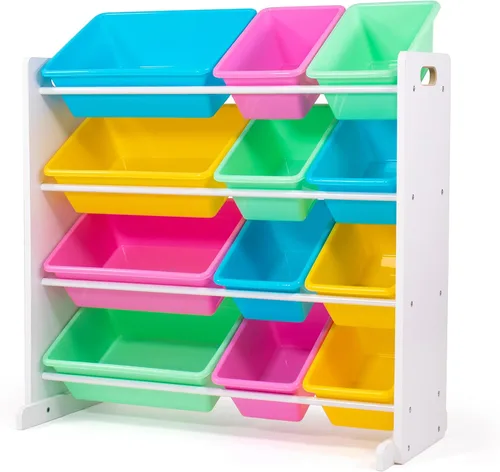 Vista 21 de Humble Crew Organizador de almacenamiento de juguetes para niños con 12 cubos de plástico, camuflado, contenedores extraíbles para sala