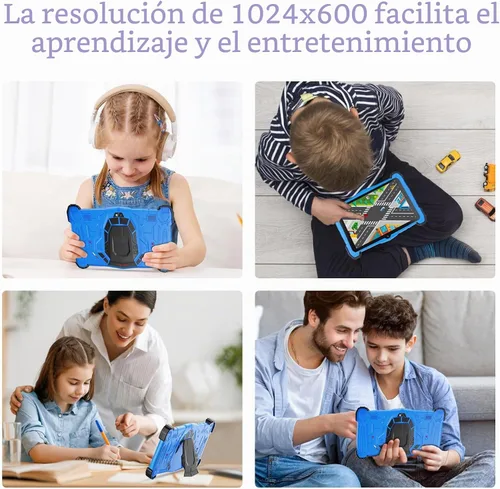 Vista 4 de Tableta infantil de 7 pulgadas, tableta para niños de 3 a 10 años, tableta de aprendizaje educativo Android 14, 10 GB de RAM+64 GB de ROM, controles