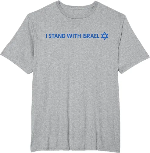 Vista 28 de I Stand With Israel Camiseta de la estrella judía de David de la bandera israelí, Blanco