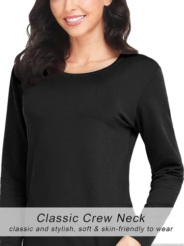 Vista 3 de URATOT 2 juegos de ropa interior térmica para mujer, con forro polar, ropa interior térmica suave y larga, para el frío invierno