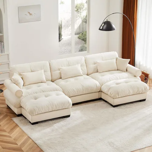 Vista 70 de Juego de sofá modular con asiento profundo de 94.4", tela de chenilla, loveseat seccional moderno para sala de estar, cómodo loveseat de felpa tipo