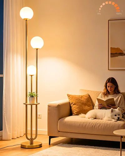 Vista 18 de Lightdot Lámpara de pie rosa regulable de 60 pulgadas, lámparas de pie de mediados de siglo con 3 bombillas G9 de 3000 K de color blanco cálido