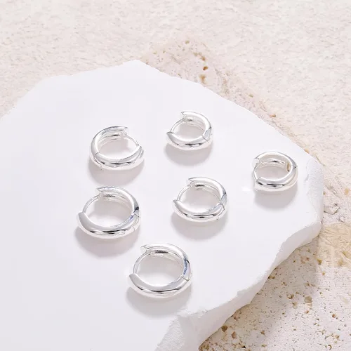 Vista 2 de CONRAN KREMIX Aretes de aro pequeños y gruesos de oro, ligeros, para mujeres y niñas