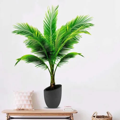 Vista 3 de Calcomanías de pared de plantas en maceta de palmera de coco, plantas tropicales, hojas de árboles, calcomanías de pared para dormitorio, sala