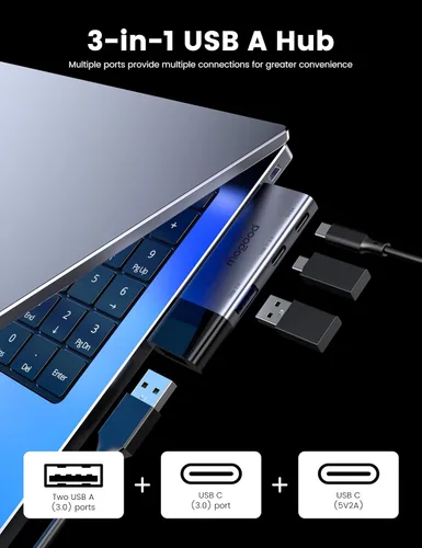 Vista 4 de MOGOOD Concentrador USB de 4 puertos USB con 5 Gbps USB 3.0 tipo C USB A divisor para portátil multipuerto adaptador para PC de escritorio Xbox PS5