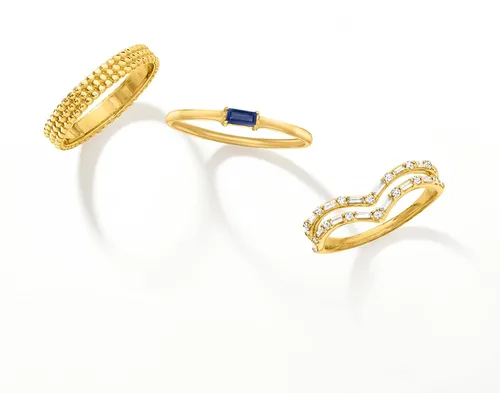 Vista 4 de RS Pure by Ross-Simons Sapphire-Accented Ring in 14kt Yellow Gold