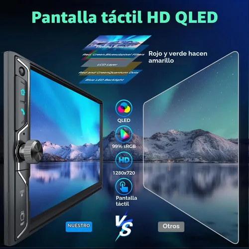 Vista 7 de SJoyBring Estéreo de auto de doble DIN de 7 pulgadas con CarPlay inalámbrico y Android Auto, Bluetooth, enlace de espejo para teléfono, pantalla