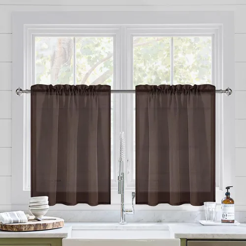 Vista 63 de DWCN Cortinas Transparentes Aqua de Voile Semitransparente con Bolsillo para Barra para Dormitorio y Sala de Estar, 36 x 36 pulgadas de Largo, Juego