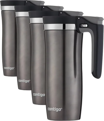 Vista 5 de Contigo Jarra para viaje con asa y cierre automático Autoseal de acero inoxidable con tapa fácil de limpiar, 16 oz.