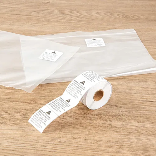 Vista 3 de Restaurantware Label Tek - Calcomanías de embalaje de 2 x 2 pulgadas, 500 etiquetas de envío de alta calidad, advertencia de asfixia, papel blanco