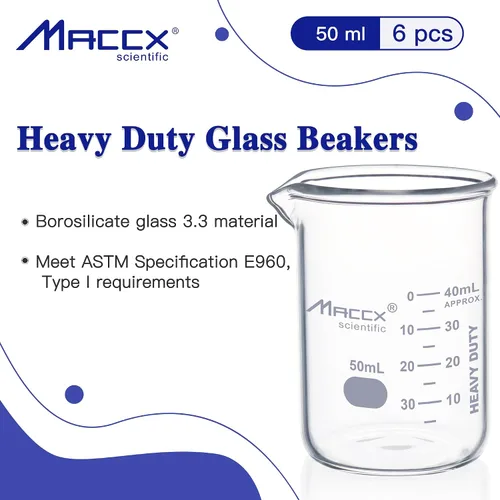 Vista 11 de Vaso de vidrio resistente de 3.4 onzas (3.4 fl oz), 3.3 Griffin de borosilicato de forma baja con graduación impresa, paquete de 4, BKL100-004