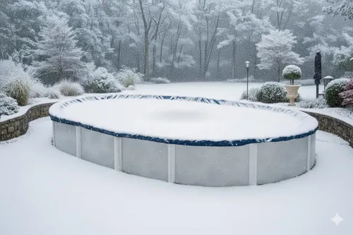 Vista 6 de Winter Block Cubierta de Invierno para Piscina Sobre el Suelo, Se Adapta a Ovalada de 12' x 18', Azul Sólido – Incluye Cabrestante y Cable