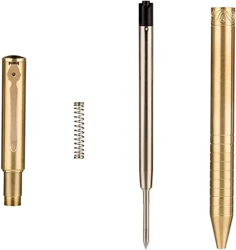 Vista 2 de Pluma retráctil de latón macizo de repuesto giratorio, bolígrafo de firma de bolsillo EDC con clip