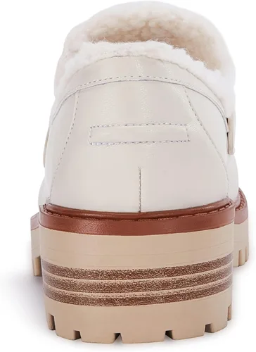 Vista 6 de VETASTE Mocasines clásicos de tacón grueso con plataforma y suela de lengüeta para mujer, con puntera redonda, zapatos Oxford con cadena de metal