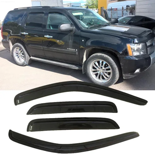 Vista 20 de Viseras laterales cromadas para ventana, deflector de ventilación de viento para Chevry Colorado/GMC Canyon Crew Cab 2004-2012, 4 piezas de montaje
