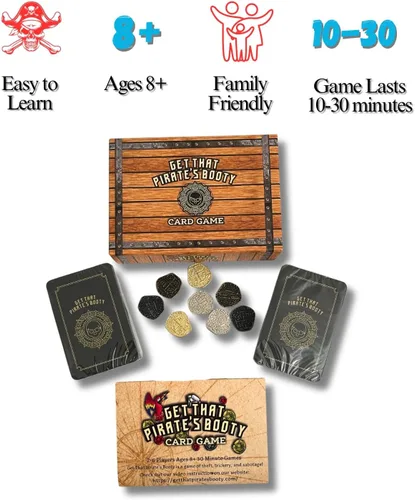 Vista 3 de Get That Pirate's Booty - Juego de cartas divertido para 2 a 6 jugadores, para adultos, adolescentes y niños, un divertido juego temático de pirata
