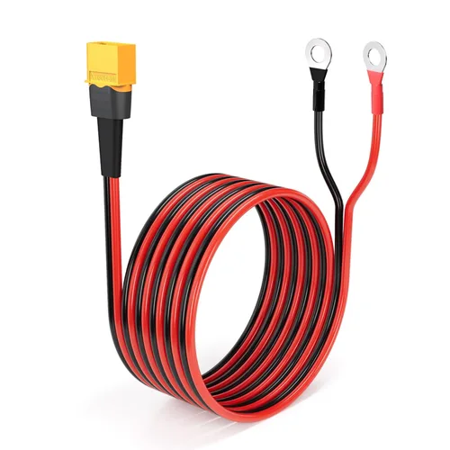 Vista 7 de ELFCULB Cable Terminal XT60 a Anillo O, Cable Conector Hembra XT60 de 10AWG a Anillo O con Cable Puro Estañado para Batería RC Solar Estación