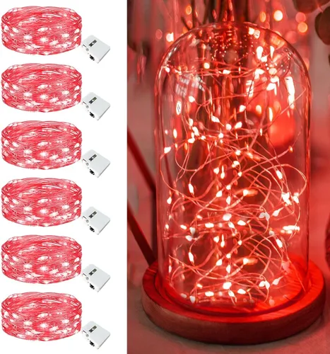 Vista 11 de Paquete de 12 luces de hadas que funcionan con pilas, 20 luces LED parpadeantes de 7 pies, 3 modos, mini luces a granel impermeables para tarros