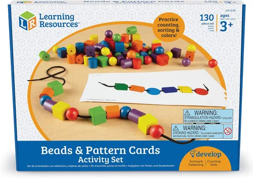 Vista 6 de Learning Resources Set de tarjetas de cuentas y patrones, cuentas para cordones, 130 piezas, a partir de 3 años