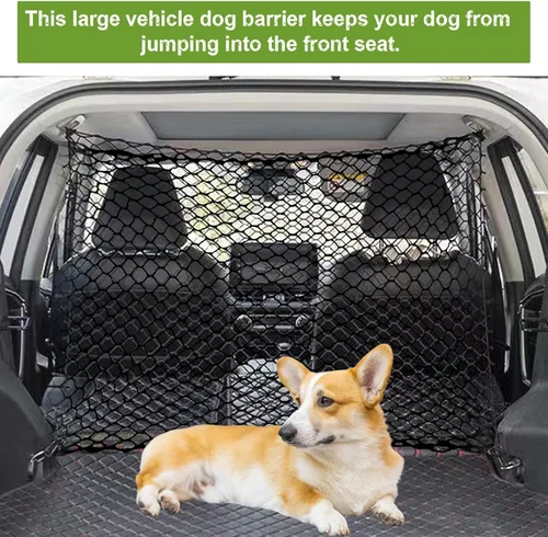 Vista 15 de Red de barrera para perros y automóviles, red de equipaje elástica para equipaje (47.24 x 33.85 pulgadas), red de seguridad de doble capa