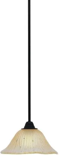 Vista 105 de Toltec Lighting Paramount - Mini colgante de 1 luz en acabado negro mate con cristal de arte perla de 7 pulgadas y estilo negro