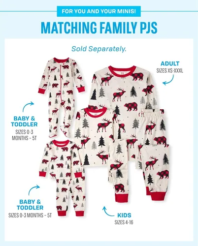 Vista 2 de The Children's Place - Conjunto de pijama de Navidad a juego para la familia, ajuste cómodo, 100% algodón, adulto, niño grande, niño pequeño, bebé