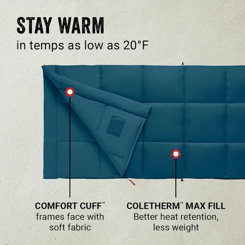 Vista 2 de Coleman Kompact - Saco de dormir, ligero para interiores y exteriores, para adultos, 20°F/30°F/40°F opciones para camping, senderismo, mochilero