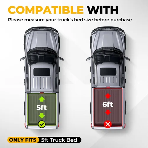 Vista 5 de Auto Dynasty - Cubierta dura de tres pliegues para plataforma de camioneta, FRP, compatible con camioneta Toyota Tacoma 2005-2015 de 5 pies