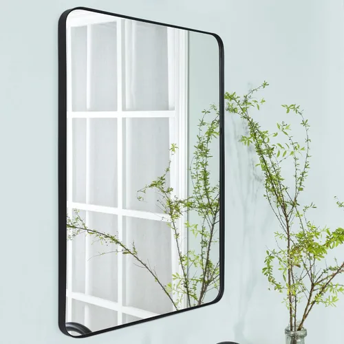 Vista 7 de TEHOME Espejo de baño rectangular redondeado de níquel cepillado de 20 x 30 pulgadas, color plateado cepillado de 30 x 20 pulgadas, espejo