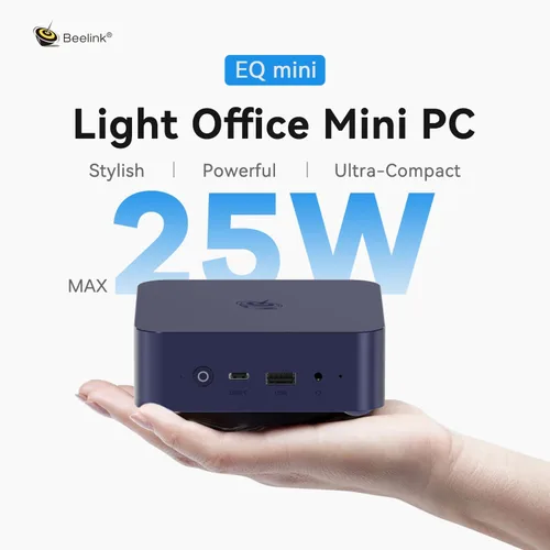 Vista 2 de Beelink EQ Mini PC, Intel N150 (hasta 3.6 GHz) 12 GB LPDDR5 RAM 500 GB SSD Salida HDMI 4K UHD dual/BT5.2/WiFi6/Gigabit Ethernet Family-NAS/HTPC