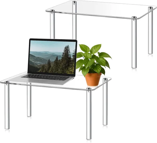 Vista 10 de RattanView 1 soporte de exhibición de acrílico rectangular de 12 pulgadas, soporte para plantas de acrílico de 4 patas, 0.236 in de grosor