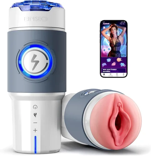 Vista 11 de EINSEO Juguetes Sexuales Masculinos Masturbador para Hombres - Control de IA y APP Masturbador de Empuje con Calentamiento 360°, Movimiento Suave