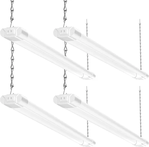 Vista 10 de BBOUNDER Lámpara LED de 2 pies para tienda, súper brillante, 2200 lúmenes, luz blanca fría de 6500 K, montaje en techo o colgante, iluminación Blanco