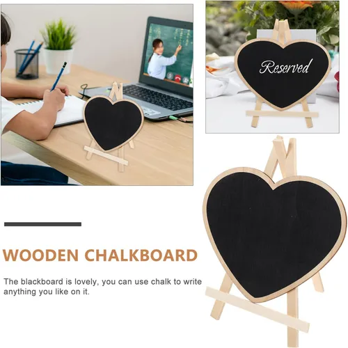 Vista 5 de 4 piezas de pizarra vertical caballete pizarra de mensajes de corazón letreros pizarra con base mini manualidades infantiles panel sándwich de madera
