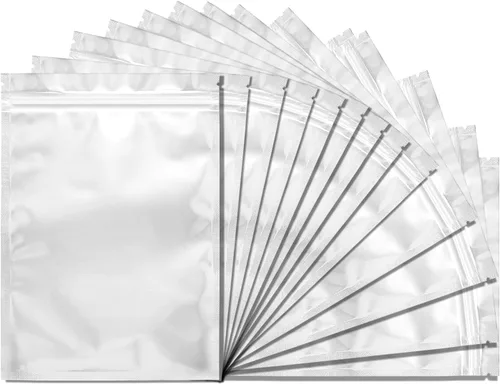 Vista 11 de Paquete de 100 bolsas de Mylar para almacenamiento de alimentos de 3.3 x 5.5 pulgadas, bolsas resellables a prueba de olores con ventana
