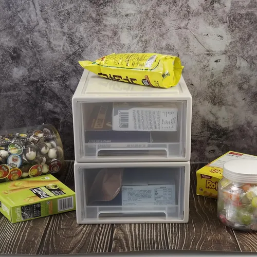 Vista 7 de Paquete de 4 cajones apilables de almacenamiento, caja organizadora de 12 cuartos de galón