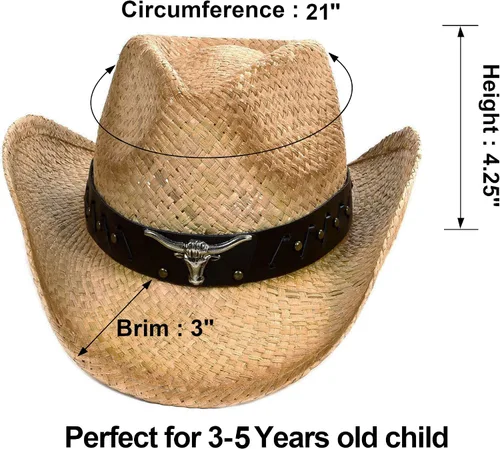 Vista 6 de Sombrero vaquero de paja con banda decorada, para disfraces de niños, de Simplicity