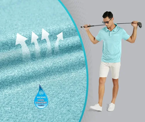Vista 20 de V VALANCH Polo de golf de manga corta para hombre, estilo casual, con cuello que absorbe la humedad