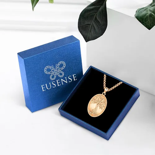 Vista 5 de Eusense Collar con medallón que sostiene imágenes de plata de ley 925 con medallón de fotos para mujeres y hombres, dorado