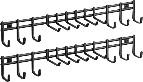 Vista 7 de mDesign Organizador de accesorios y centro de almacenamiento de metal para montaje en pared, moderno soporte delgado para corbatas, cinturones