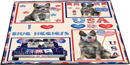 Vista 12 de Doggie of the Day Blue Heeler Dogs Floor Mat - 4th of July Independence Day - Best Dog Doormat - Protector Decor - Unique Portrait Art - Premium