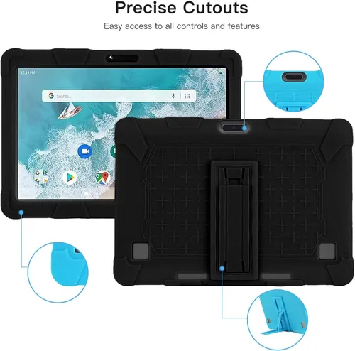 Vista 4 de Funda para tablet ZZB ZB10 / JUNYANG de 10.1 pulgadas, funda protectora de silicona suave, apta para niños, funda de tableta con soporte ajustable