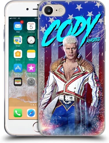 Vista 12 de Head Case Designs Funda de gel suave con licencia oficial de la WWE American Nightmare Flag Cody Rhodes Graphics compatible con Apple iPhone 7