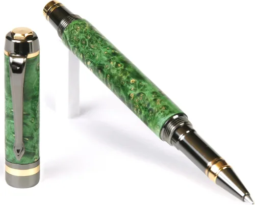 Vista 24 de Lanier Pens Pluma estilográfica Elite - Gun Metal - Negro y Blanco Ébano